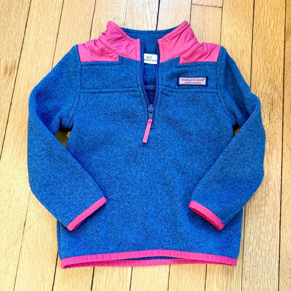 Vineyard Vines Blue and Pink Quarter-Zip Sweatshirt